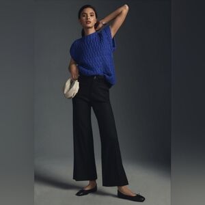 Anthropologie Maeve The Colette Linen Cropped Pants Black